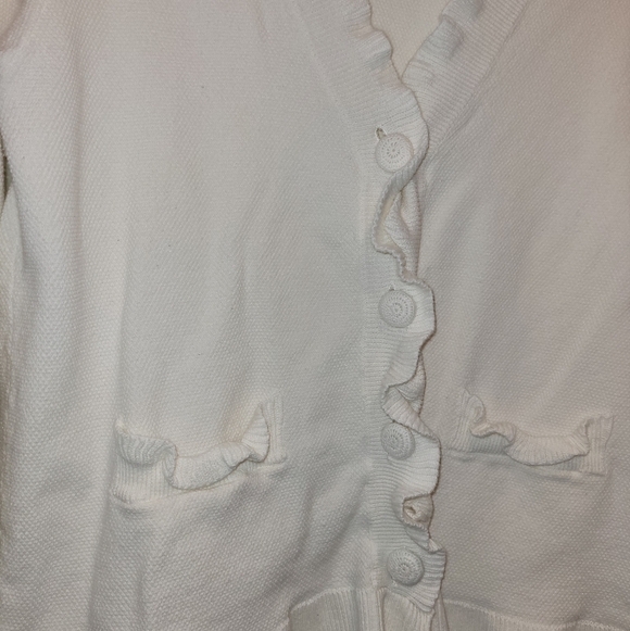 J. Jill Womens Cotton Button Up Ruffle Cardigan Sweater Size XS - Picture 3 of 7